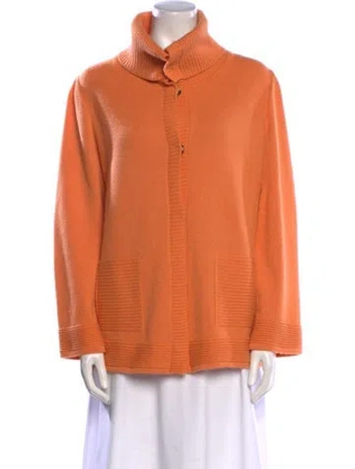 Pre-owned St John Cashmere Mock Neck Sweater In Orange