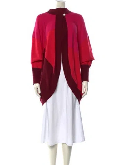 Pre-owned St John Cashmere Mock Neck Sweater In Pink