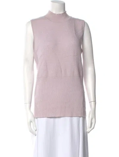 Pre-owned St John Cashmere Mock Neck Sweater In Pink