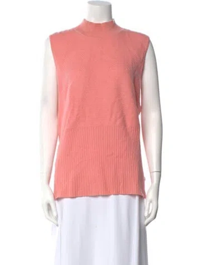 Pre-owned St John Cashmere Mock Neck Sweater In Pink