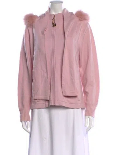Pre-owned St John Cashmere Mock Neck Sweater In Pink