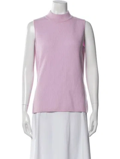 Pre-owned St John Cashmere Mock Neck Sweater In Pink