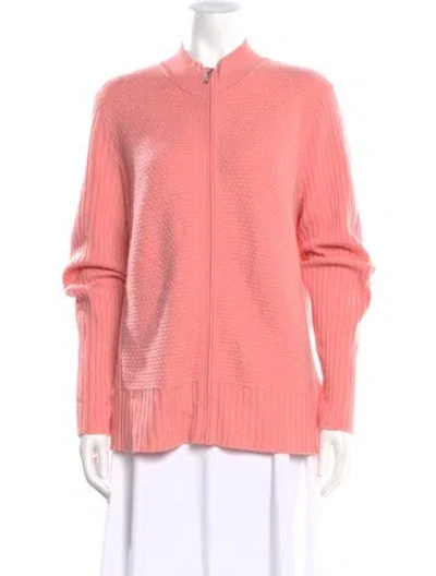 Pre-owned St John Cashmere Mock Neck Sweater In Pink