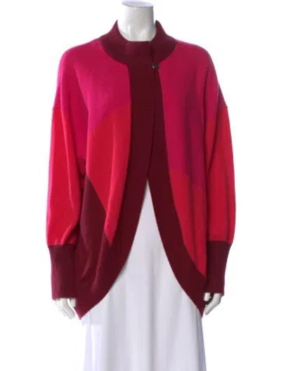 Pre-owned St John Cashmere Mock Neck Sweater In Pink