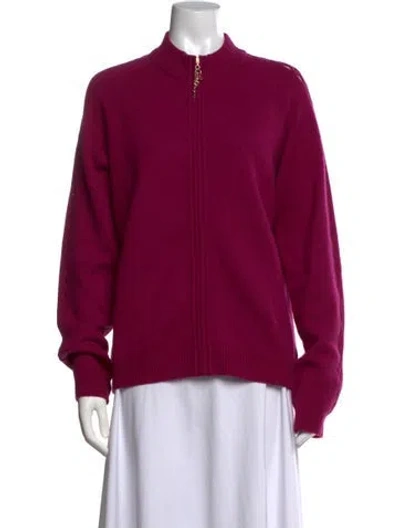 Pre-owned St John Cashmere Mock Neck Sweater In Pink