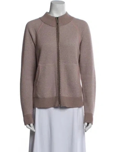 Pre-owned St John Cashmere Mock Neck Sweater In Purple