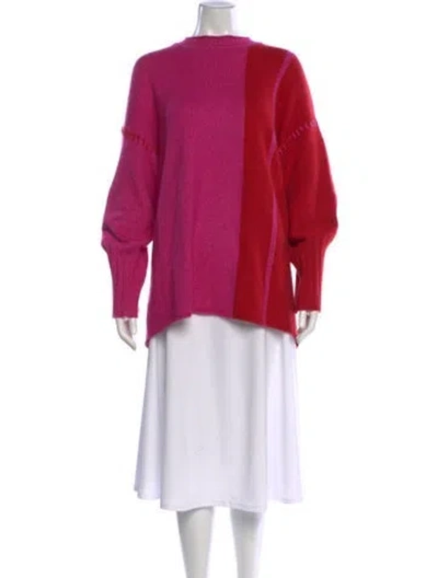 Pre-owned St John Cashmere Mock Neck Sweater In Red