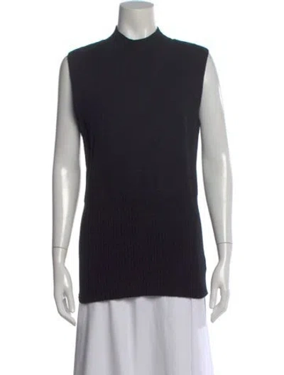 Pre-owned St John Cashmere Mock Neck Sweater W/ Tags In Black