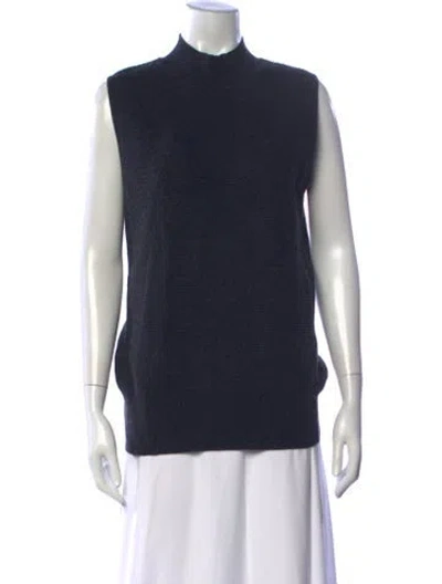 Pre-owned St John Cashmere Mock Neck Sweater W/ Tags In Blue