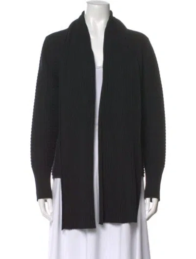 Pre-owned St John Cashmere Open Front Sweater In Black