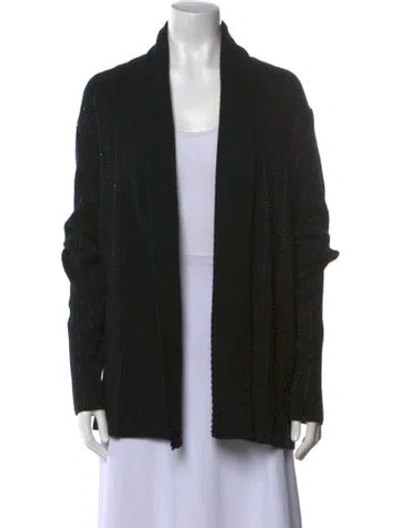 Pre-owned St John Cashmere Open Front Sweater In Black