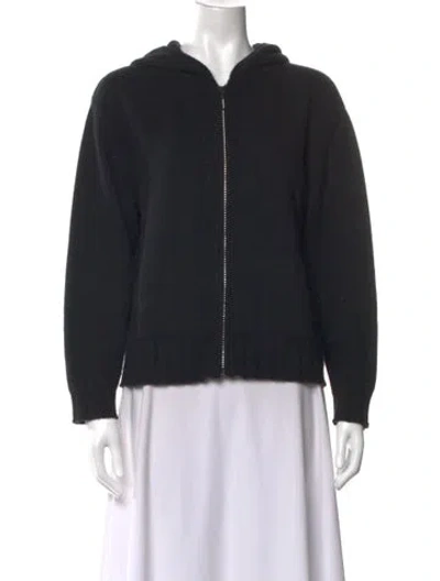 Pre-owned St John Cashmere Open Front Sweater In Black