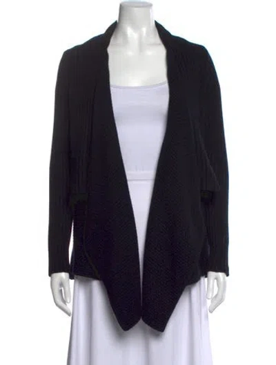 Pre-owned St John Cashmere Open Front Sweater In Black