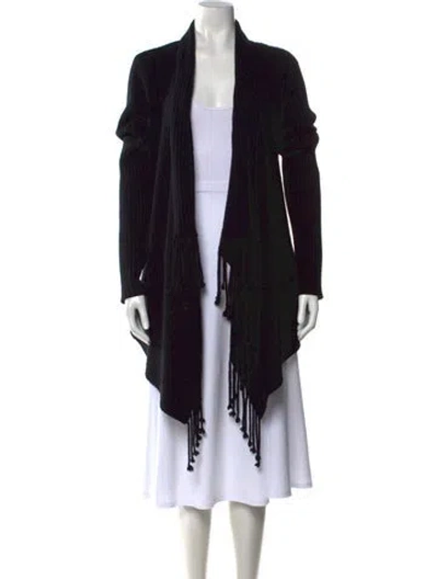 Pre-owned St John Cashmere Open Front Sweater In Black