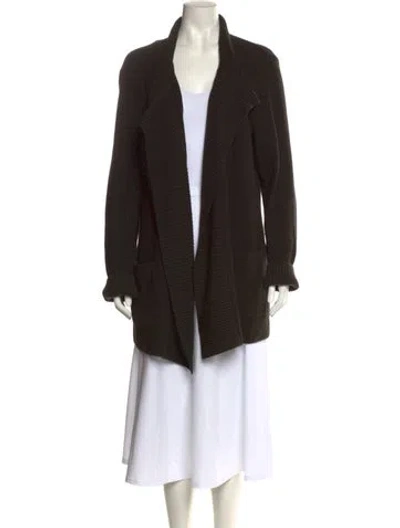 Pre-owned St John Cashmere Open Front Sweater In Brown
