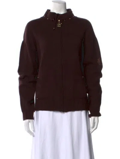 Pre-owned St John Cashmere Open Front Sweater In Brown