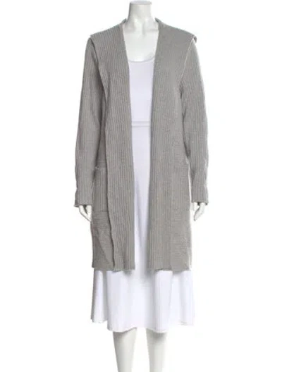Pre-owned St John Cashmere Open Front Sweater In Gray