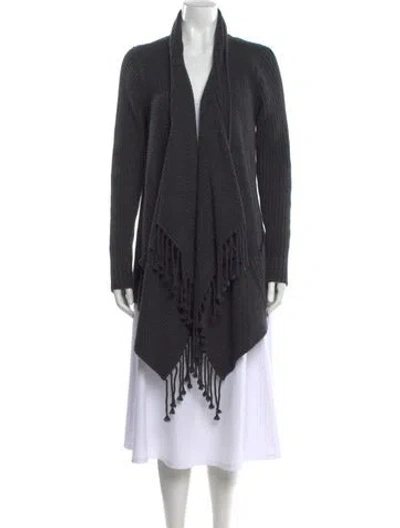 Pre-owned St John Cashmere Open Front Sweater In Gray