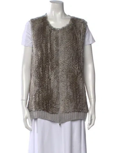 Pre-owned St John Cashmere Open Front Sweater In Gray