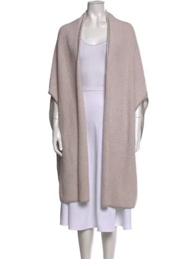 Pre-owned St John Cashmere Open Front Sweater In Metallic/neutrals