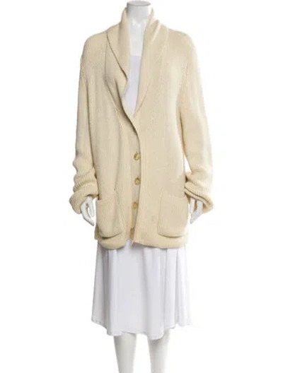 Pre-owned St John Cashmere Open Front Sweater In Neutral