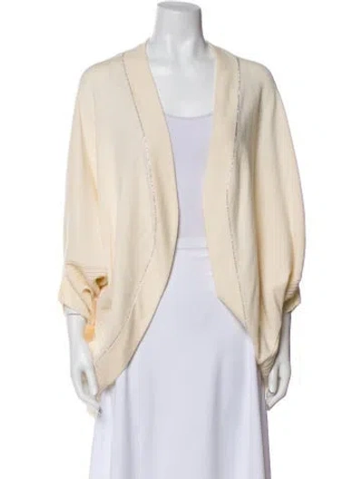 Pre-owned St John Cashmere Open Front Sweater In Neutral