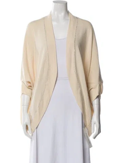 Pre-owned St John Cashmere Open Front Sweater In Neutral