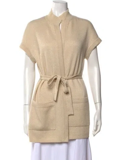 Pre-owned St John Cashmere Open Front Sweater In Neutrals