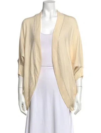 Pre-owned St John Cashmere Open Front Sweater In Neutrals