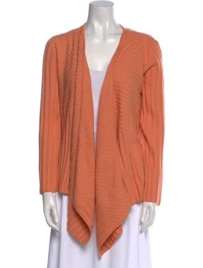 Pre-owned St John Cashmere Open Front Sweater In Orange