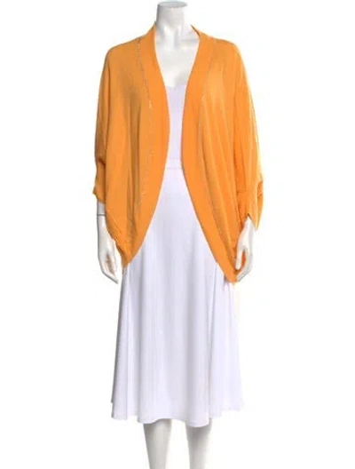 Pre-owned St John Cashmere Open Front Sweater In Orange