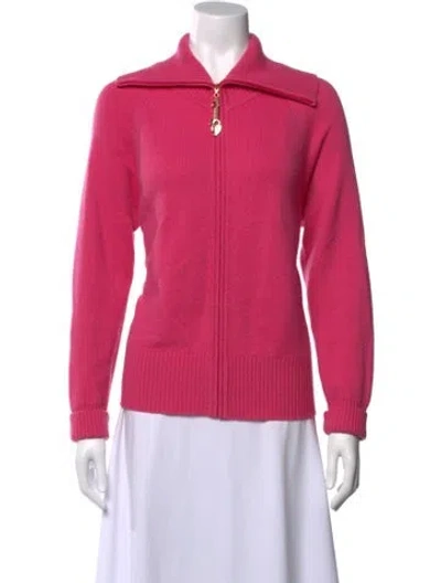 Pre-owned St John Cashmere Open Front Sweater In Pink