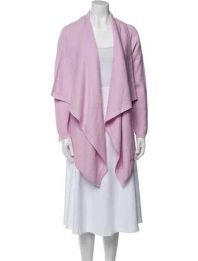 Pre-owned St John Cashmere Open Front Sweater In Purple