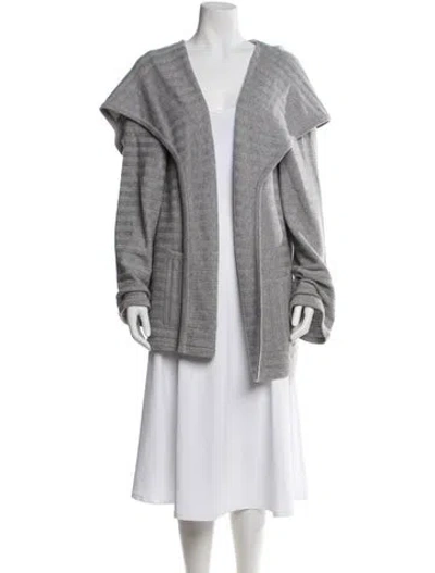 Pre-owned St John Cashmere Open Front Sweater W/ Tags In Gray