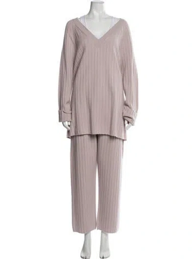 Pre-owned St John Cashmere Pant Set In Pink/purple
