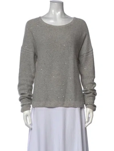 Pre-owned St John Cashmere Patterned Sweater In Grey
