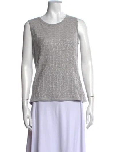 Pre-owned St John Cashmere Patterned Sweater In Grey/metallic