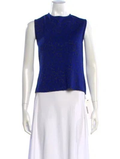 Pre-owned St John Cashmere Patterned Top In Blue