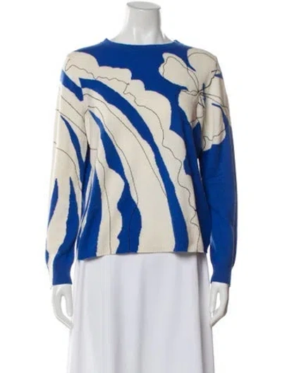 Pre-owned St John Cashmere Printed Sweater In Blue