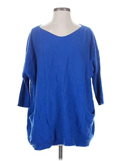 Pre-owned St John Cashmere Pullover Sweater In Blue