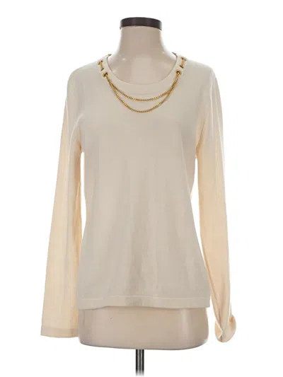 Pre-owned St John Cashmere Pullover Sweater In White