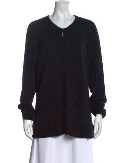 Pre-owned St John Cashmere Scoop Neck Sweater In Black