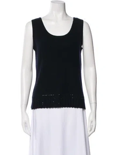 Pre-owned St John Cashmere Scoop Neck Sweater In Black