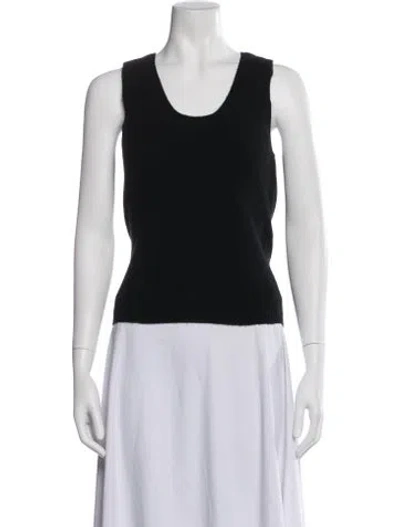 Pre-owned St John Cashmere Scoop Neck Sweater In Black