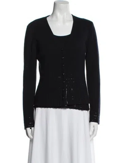 Pre-owned St John Cashmere Scoop Neck Sweater In Blue