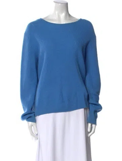 Pre-owned St John Cashmere Scoop Neck Sweater In Blue
