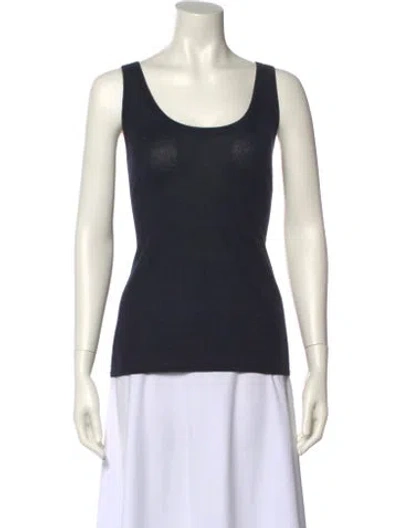 Pre-owned St John Cashmere Scoop Neck Sweater In Blue