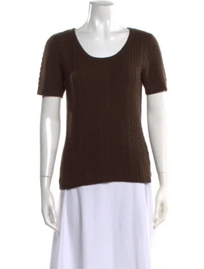 Pre-owned St John Cashmere Scoop Neck Sweater In Brown