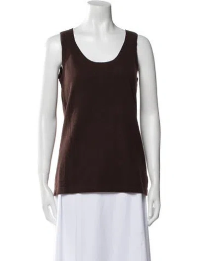 Pre-owned St John Cashmere Scoop Neck Sweater In Brown