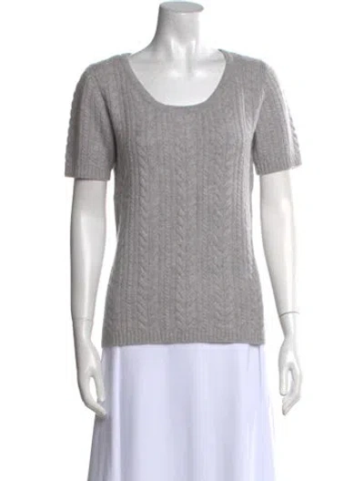 Pre-owned St John Cashmere Scoop Neck Sweater In Gray